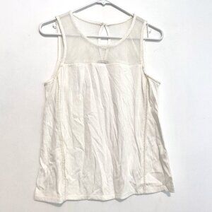 PIXLEY STITCH FIX STITCHFIX Solid White / Ivory ish Mixed Media Crochet Tank Top